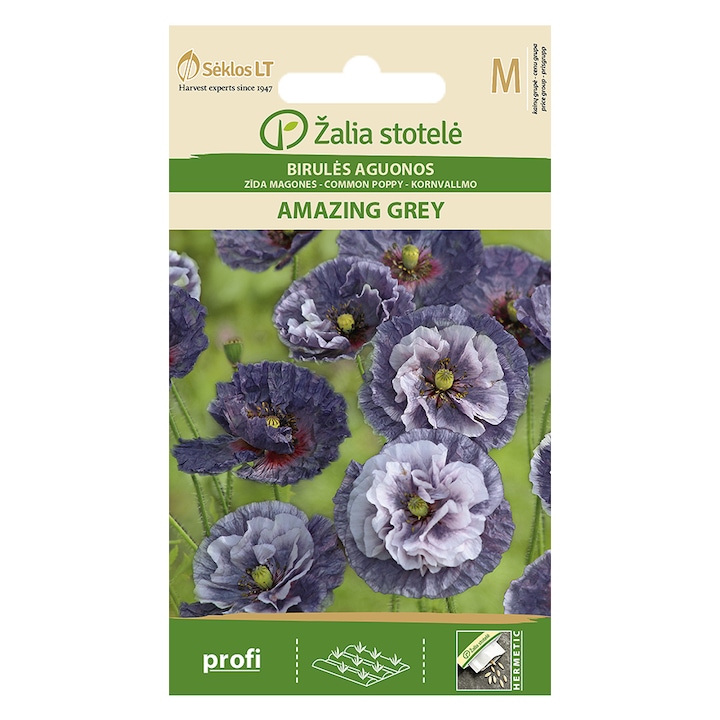 Seminte, Maci de gradina Amazing Grey, Žalia Stotelė, plic, 0.3 grame