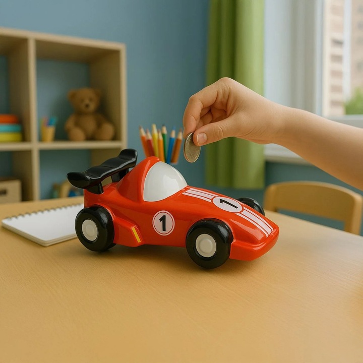 Pusculita de Lut Masina de Curse Rosie 20x11x8cm