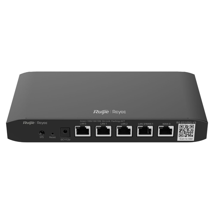 Router vezeték nélküli Reyee RG-EG105G-V3, Ethernet, Gigabit LAN, 1xWAN, 3xLAN, 1xWAN/LAN