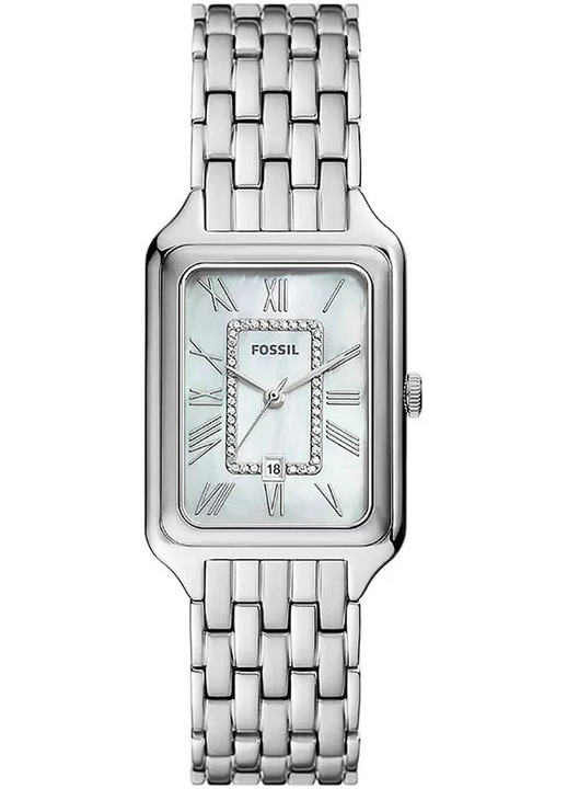 Дамски часовник Fossil Raquel, перлено сребърен кварцов, 5ATM, 38x38 мм