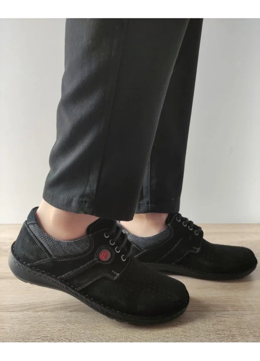 Pantofi Casual Perforati Barbati Otter 9560 L2-2 Negri Velur - Negru, Negru