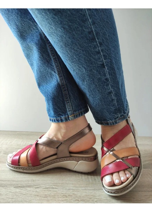 Sandale Casual Dama Suave 18006At Azores 15-N Bronze + Bordo + Camel - Bronze, Bronze