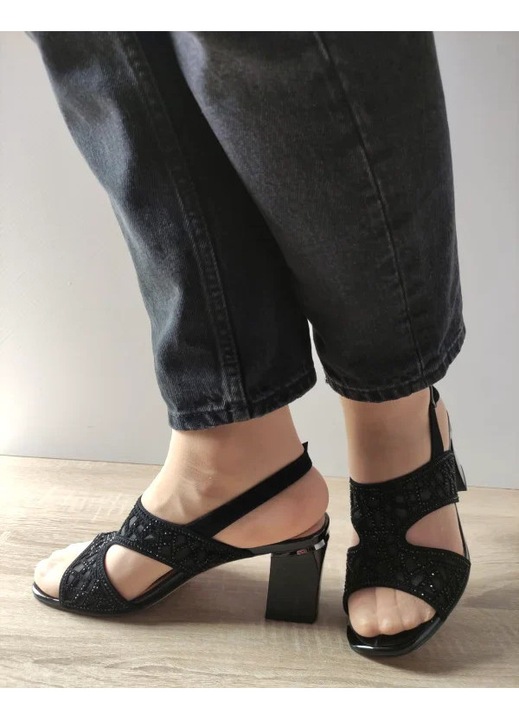 Sandale Elegante Dama Epica 60051A 01-I Negre Velur - Negru, Negru