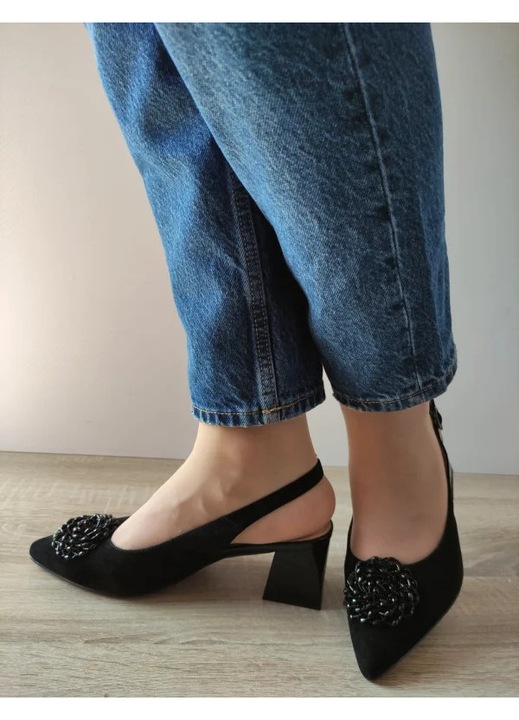 Sandale Elegante Dama Epica 360013B 01-I Negre Velur - Negru, Negru