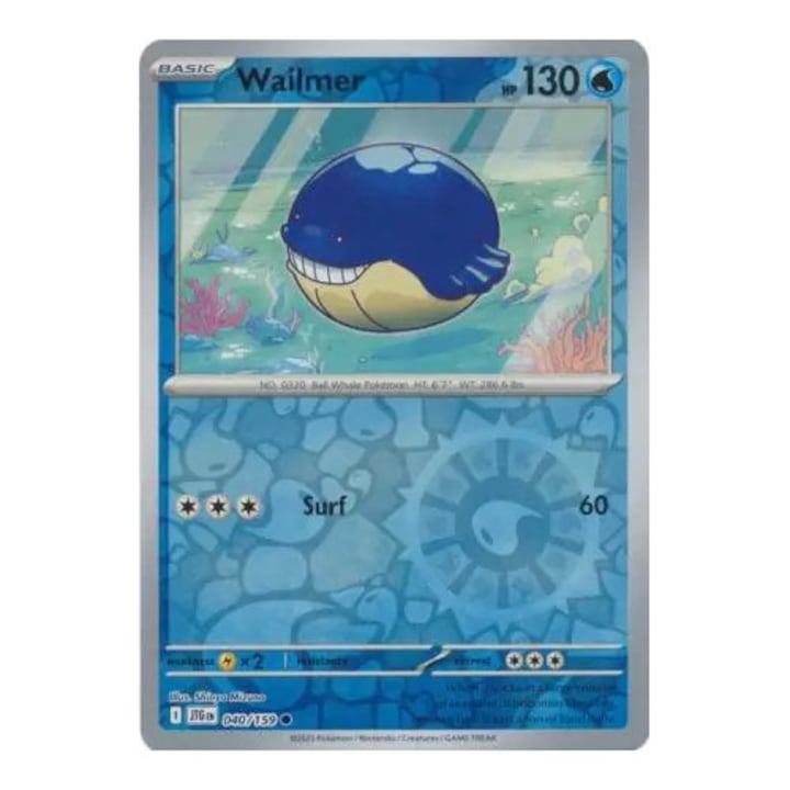 Pokémon Wailmer játékkártya, Journey Together, Reverse Holo, NM