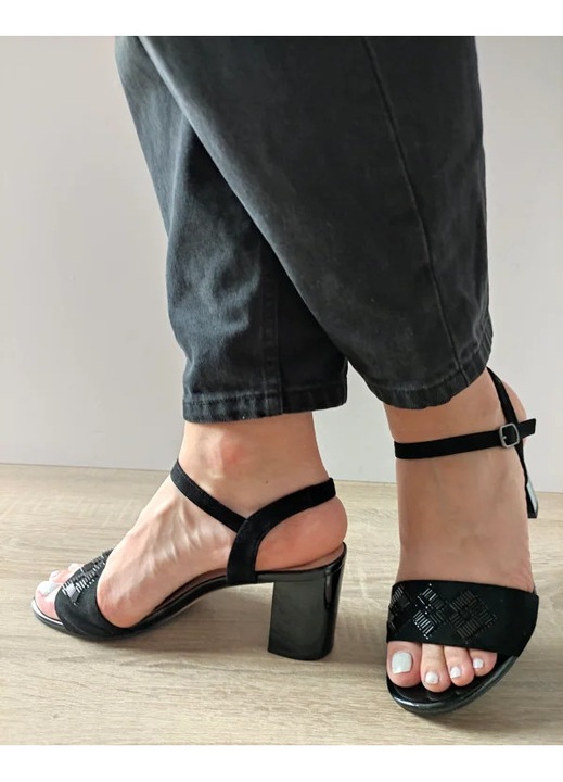 Sandale Elegante Dama Epica 36004B 01-I Negre Velur - Negru, Negru