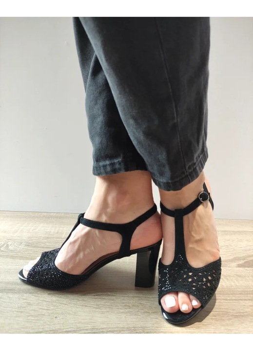 Sandale Elegante Dama Epica 60039A 01-I Negre Velur - Negru, Negru