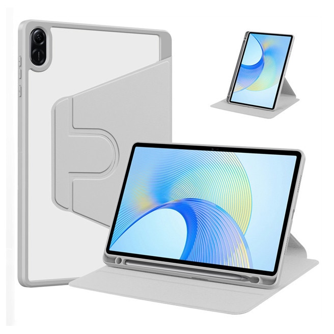 Husa tableta, pentru Honor Pad X9 11.5", Casa de protectie pentru tablete cu slot pentru stilou, acrilic 360 ° design rotativ, trezire automata / somn, Gri transparent