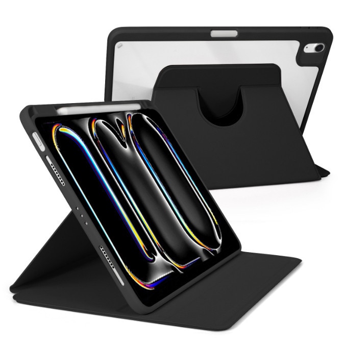 Husa tableta, pentru Honor Pad X9 11.5", Casa de protectie pentru tablete cu slot pentru stilou, acrilic 360 ° design rotativ, trezire automata / somn, Negru transparent