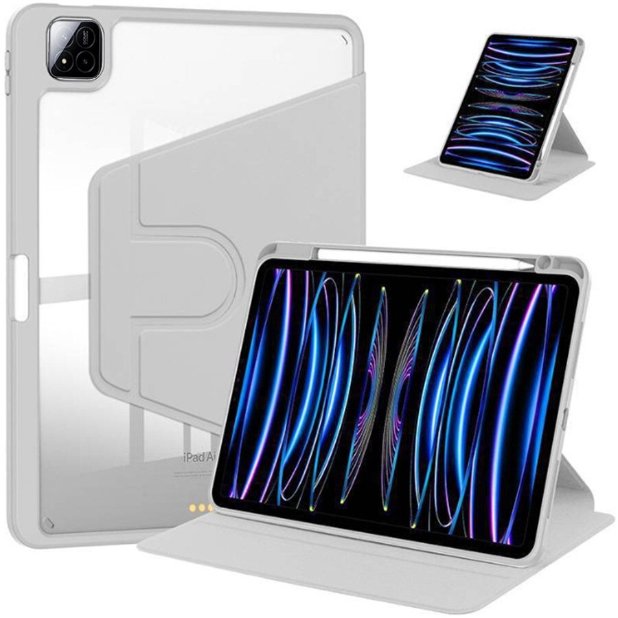 Husa tableta, pentru xiaomi Pad 7/Pad 7 Pro, Casa de protectie pentru tablete cu slot pentru stilou, acrilic 360 ° design rotativ, trezire automata / somn, Gri transparent