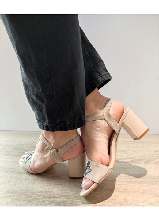 Sandale Elegante Dama Epica 360004A 03-I Bej Velur - Bej, Bej