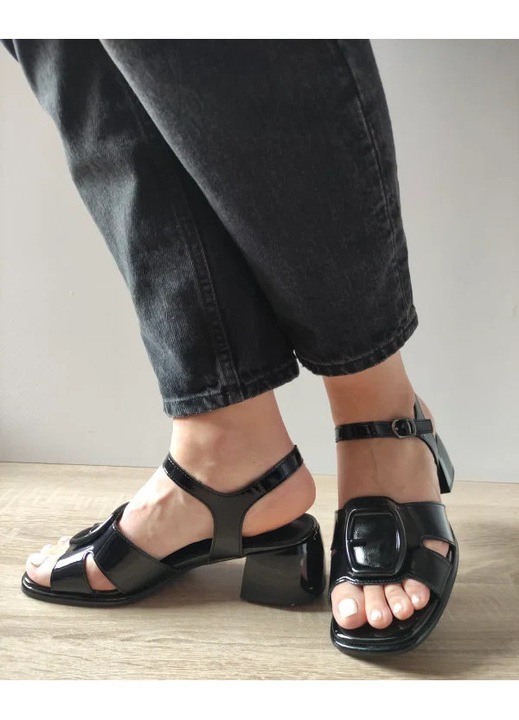 Sandale Elegante Dama Pass 160032B 01-L Negre Lac - Negru, Negru