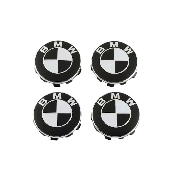BMW X1 X3 X5 X6 Z4 E60 E38 E53 E70 E85 autós kiegészítőkhöz 4 db autós logós keréktárcsa középkupak ABS gumiabroncs-borítás, fekete fehér - 68 mm