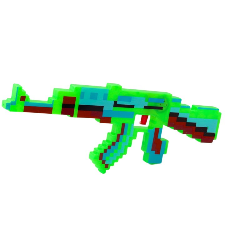 Pusca de jucarie Pixel, efecte luminoase si sonore, 39x15x2cm, multicolor