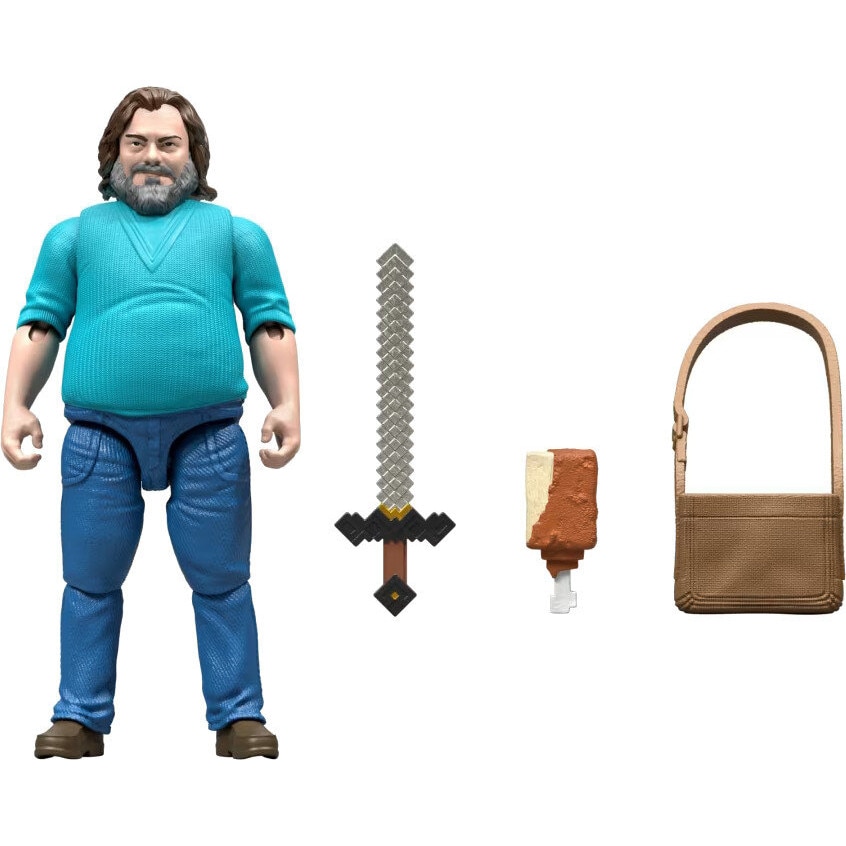 Figurina Minecraft Steve, Mattel, Steve, cu accesorii, 10cm