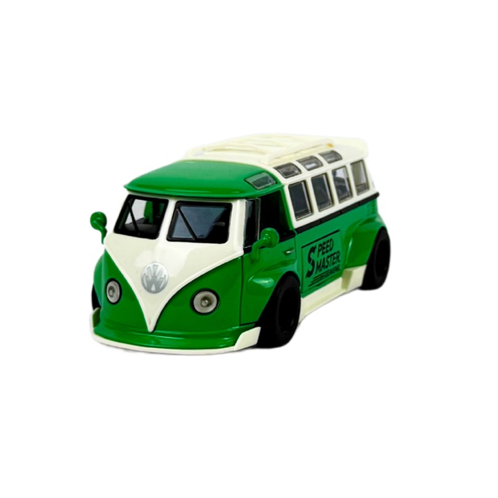 Autobuz VW metalic, cu accesorii, verde, fara ambalaj