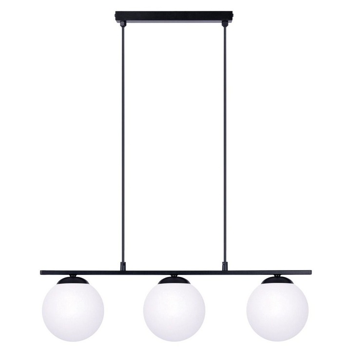 Пендел GLOBE 3, 3 стъклени абажура, черно/бяло, 75x61x15см