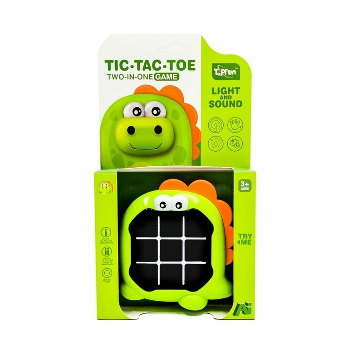 Elektronikus játék 3in1 Kör, Kereszt Memória Zöld Dinoszaurusz
