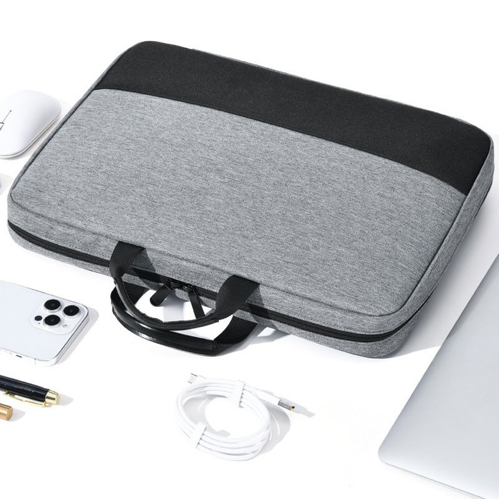 Geanta Laptop Impermeabila cu Protectie 4 Straturi – Compatibila cu MacBook, HP, Dell, Lenovo, Asus, 17.3", Gri