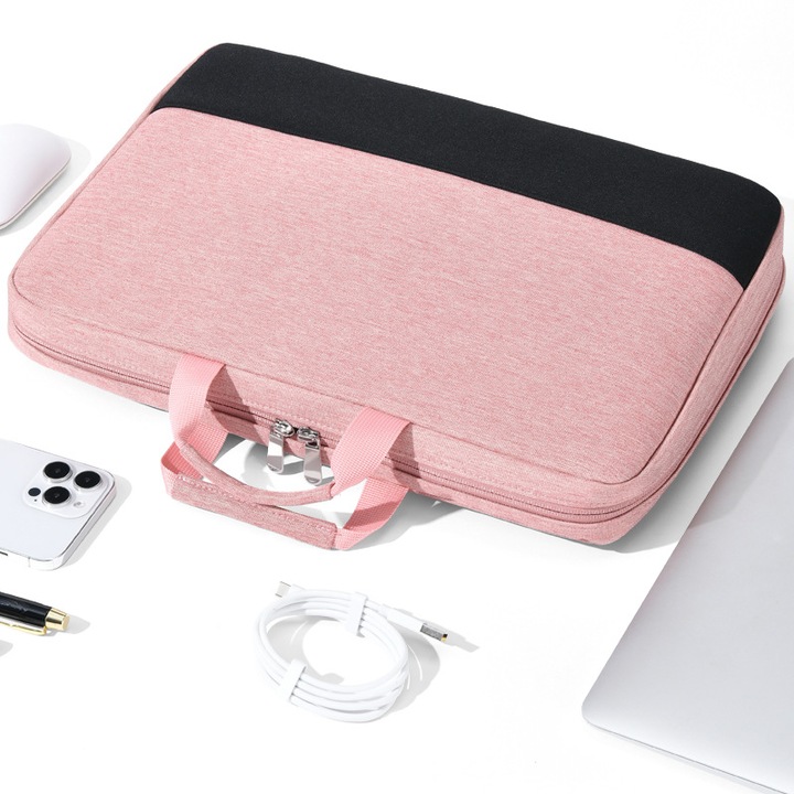 Geanta laptop, protectie in patru straturi, roz, 17,3 inch