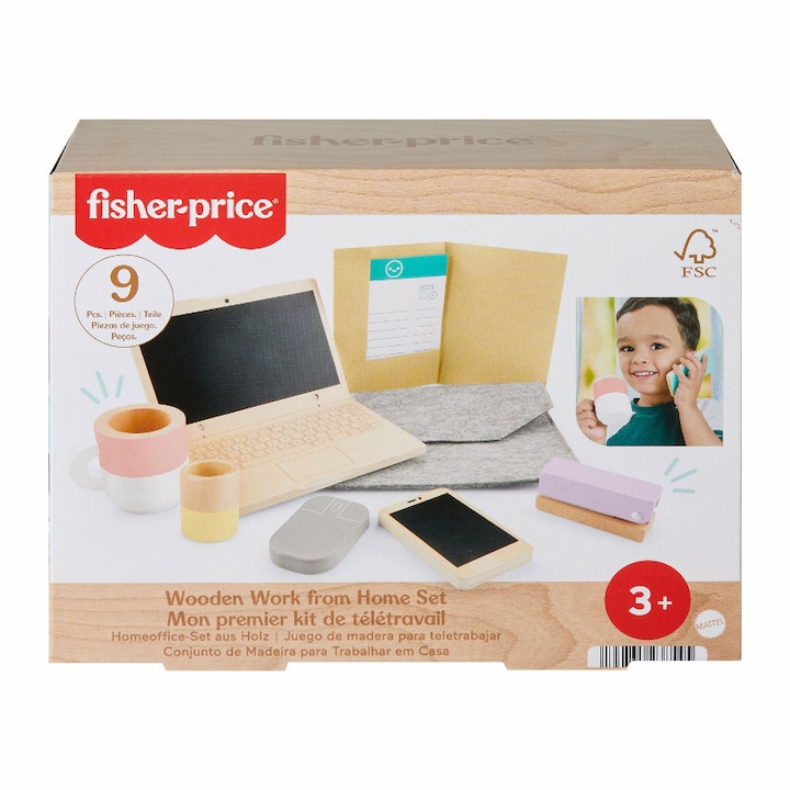 Fisher-Price: Wood Home Office játékszett, fa