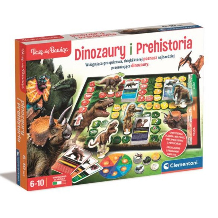 Настолна игра Clementoni Динозаври и праистория, 37x28.1x5.5см, за 6-10 години