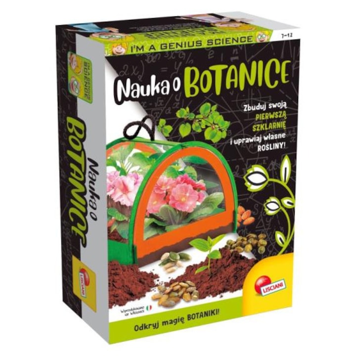 Set educational botanica, Lisciani, mini sera lemn, multicolor, 15x21x6cm, 7-12 ani
