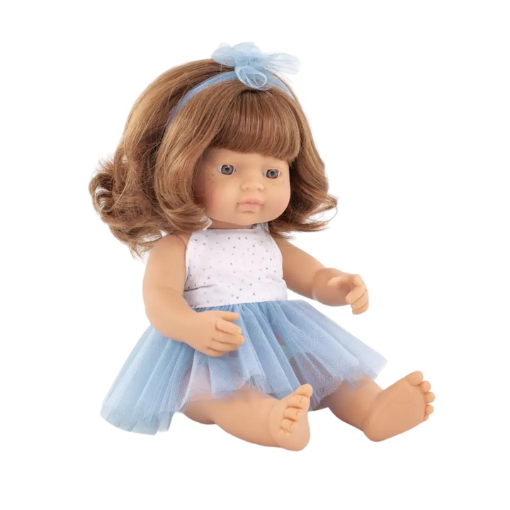 Papusa fetita caucazian roscata 38 cm in rochita, corp parfumat, colectia my friends and me