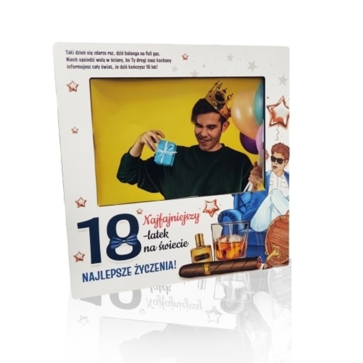 Рамка за снимки товар 10x15см, за момче, 18 години, цветна, опакована във фолио