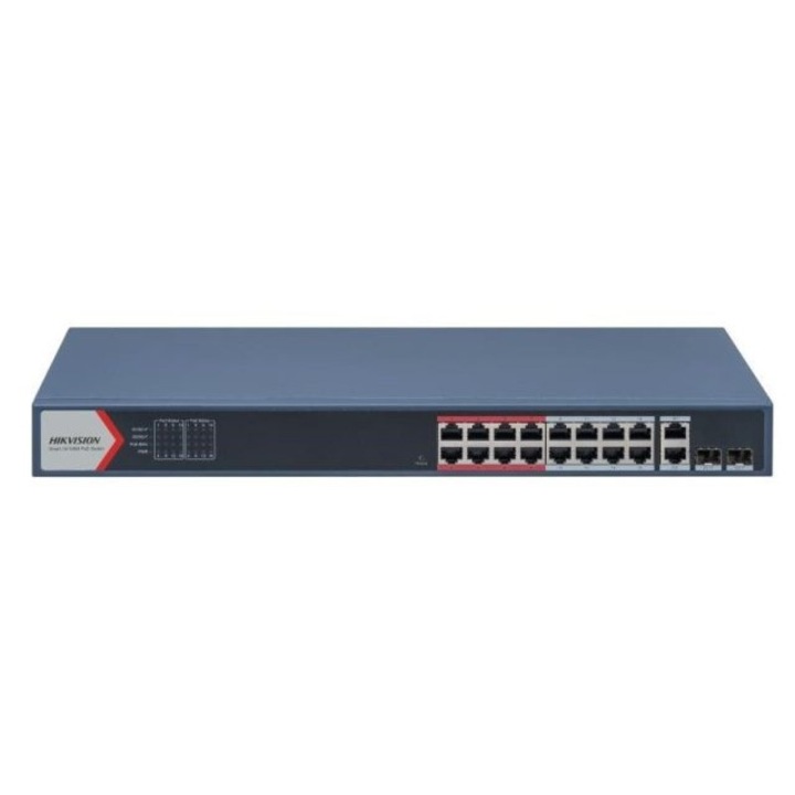 Комутатор HIKVISION DS-3E1318P-EI (B), 18xLAN, PoE 16, 230W, 10/100 Mbps, 2xSFP