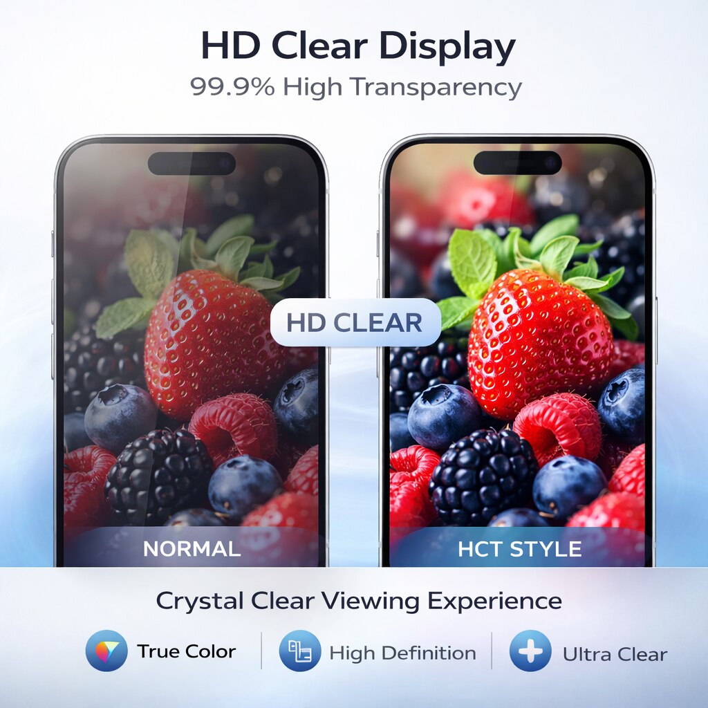 Folie din Sticla Securizata pentru iPhone 14 Pro Max Set 2 Bucati HCT STYLE®, Protectie Ecran Anti-Zgarieturi, Ultra-Clara, Rezistenta