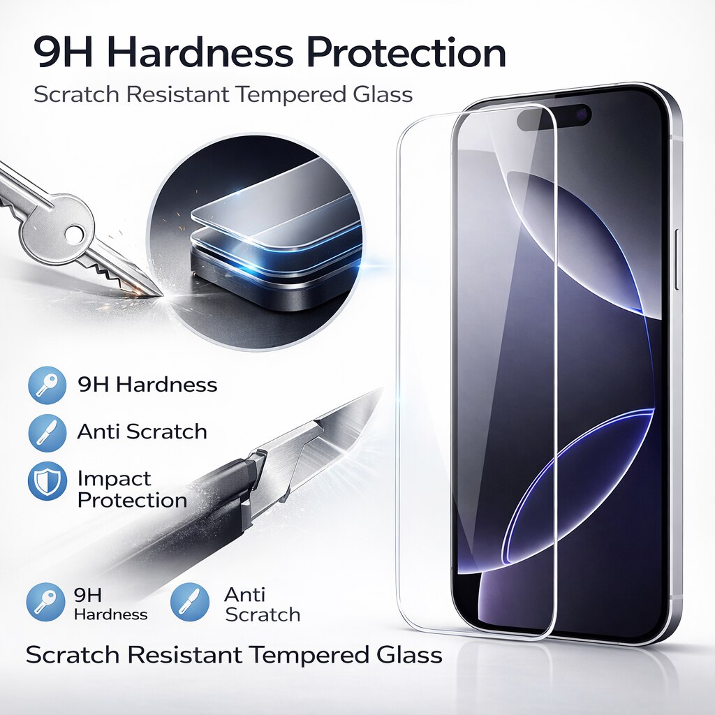 Folie din Sticla Securizata pentru iPhone 14 Pro Max Set 2 Bucati HCT STYLE®, Protectie Ecran Anti-Zgarieturi, Ultra-Clara, Rezistenta