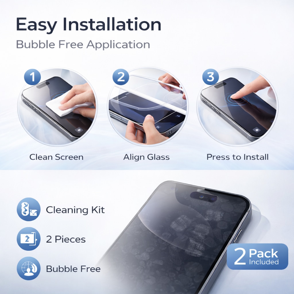 Folie din Sticla Securizata pentru iPhone 14 Pro Max Set 2 Bucati HCT STYLE®, Protectie Ecran Anti-Zgarieturi, Ultra-Clara, Rezistenta