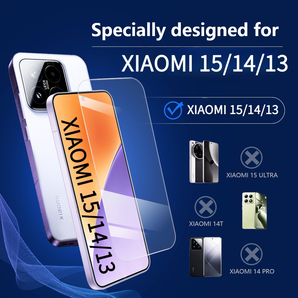 Folie din Sticla Securizata pentru Xiaomi 15/14/13 Set 2 Bucati HCT STYLE®, Protectie Ecran Anti-Zgarieturi, Ultra-Clara, Rezistenta
