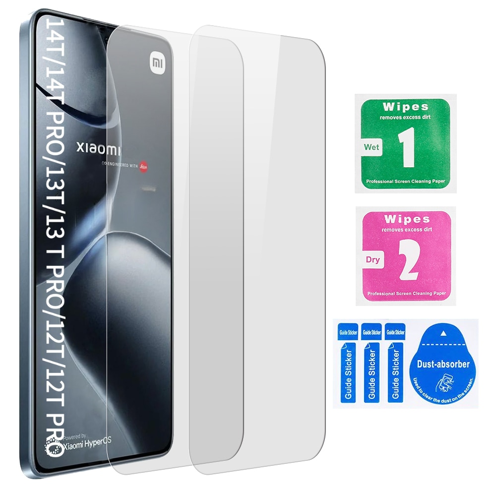 Folie din Sticla Securizata pentru Xiaomi 14T/14T Pro/13T/13T Pro/12T/12T Pro Set 2 Bucati HCT STYLE®, Protectie Ecran Anti-Zgarieturi, Ultra-Clara, Rezistenta