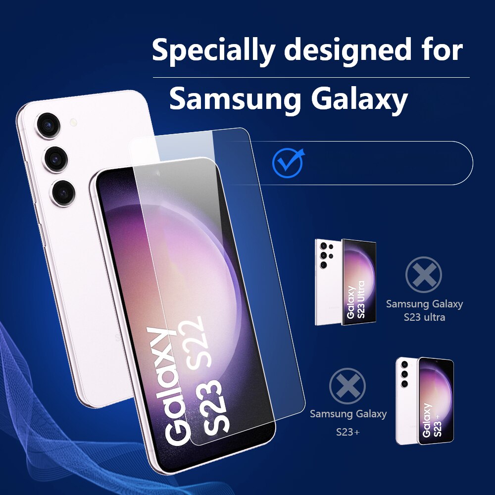 Folie Sticla Securizata pentru Samsung Galaxy S23/S22 [2 Bucati], Protectie Ecran Anti-Zgarieturi [6.1 Inch], cu Servetele de Unica Folosinta