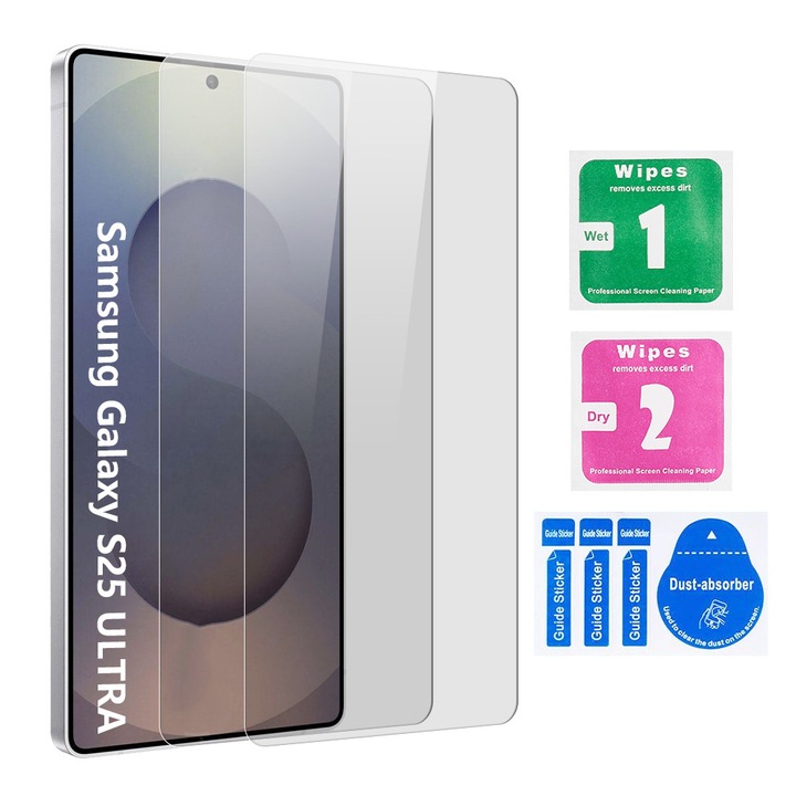 Закалено стъклено фолио за Samsung Galaxy S25 Ultra [2 броя], Протектор за екран против надраскване [6.9 инча], с кърпички за еднократна употреба