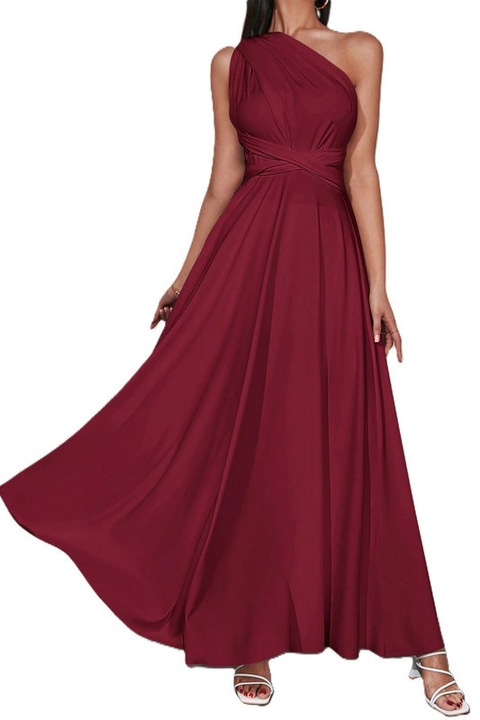 Rochie Dama, Eleganta, Lunga, Cu Spate Incrucisat, Visiniu