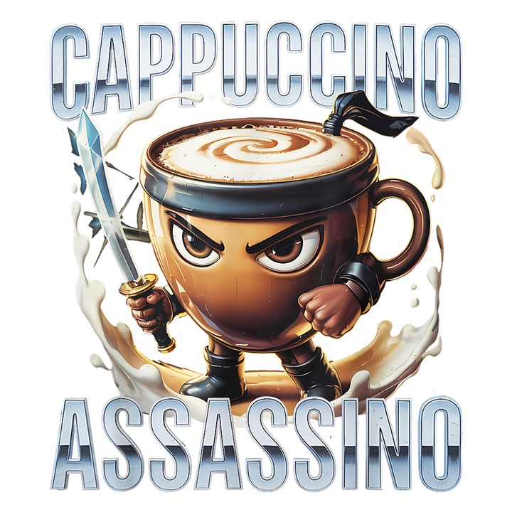 Sticker Tralalero Tralala Cappuccino Assassino Anime, Autoadeziv, Cri-Flo, dimensiune 6 cm