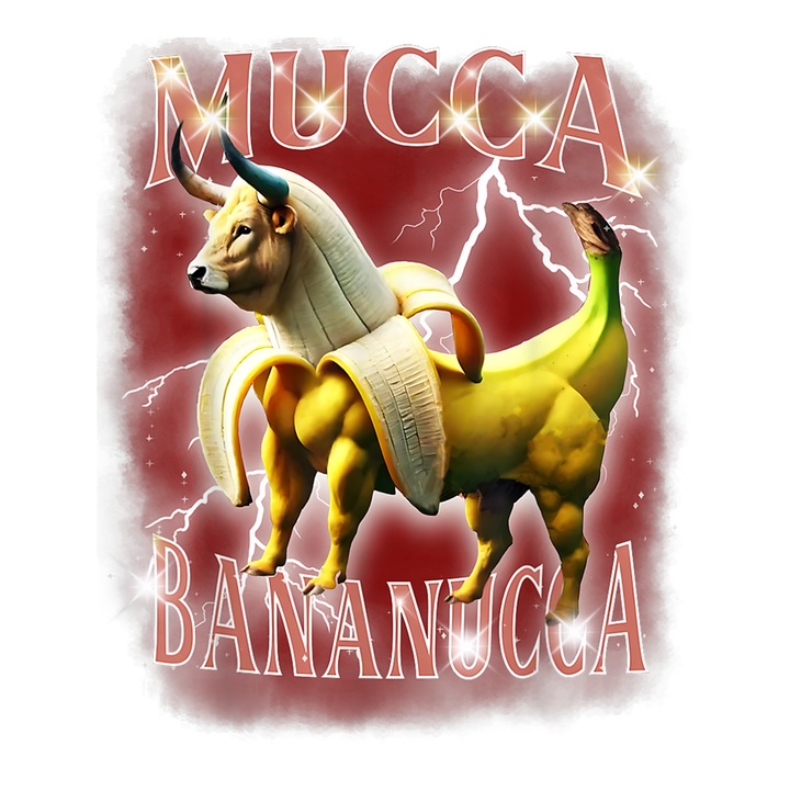 Sticker Tralalero Tralala Bananucca Funny Italian Brainrot Animals Meme, Autoadeziv, Cri-Flo, dimensiune 6 cm