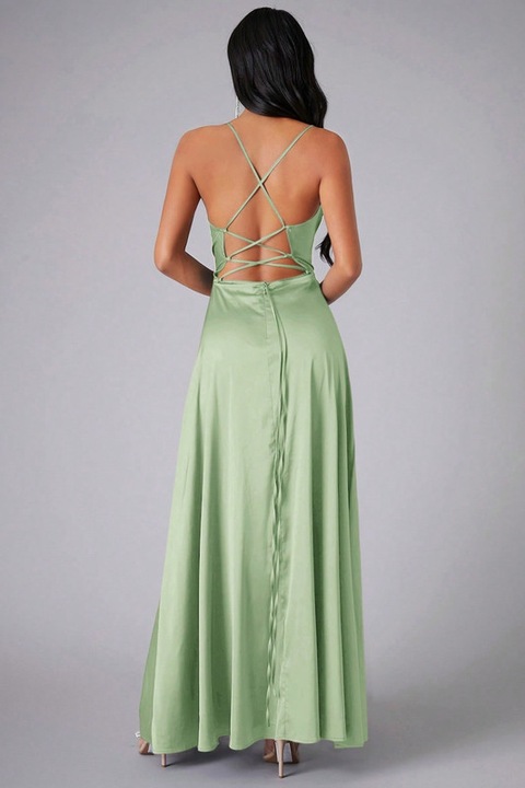 Rochie Dama, Satin, Eleganta, Cu Bretele Incrucisate, Verde Menta, M
