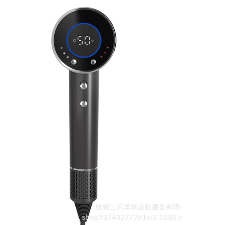 Uscator de par puternic si inteligent, de mare viteza, de mare putere, cu protectie la ioni negativi Feon, Afisare temperatura Difuzor si Concentrator 1400W-GRI