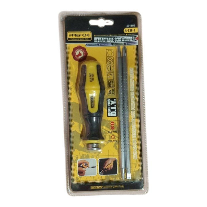 Csavarhúzó + bitkészlet, behúzható, 3 darabos, Vision XXI