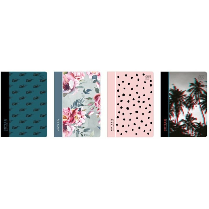 Caiet A5 60 file, 70g, coperta colorata din polipropilena, set mix