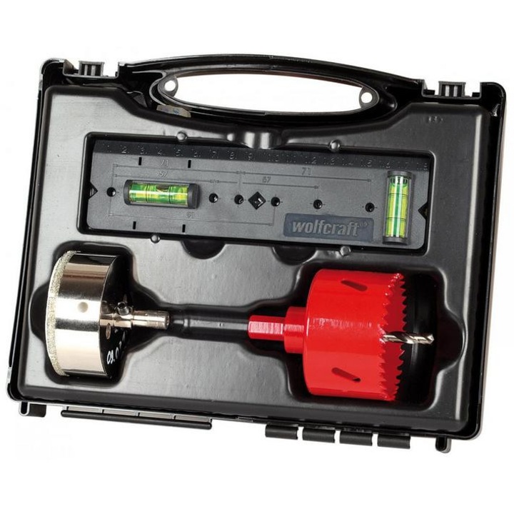 Set de burghie pentru gauri electrice Wolfcraft, 68mm, 3 piese, pentru ceramica, metal, lemn