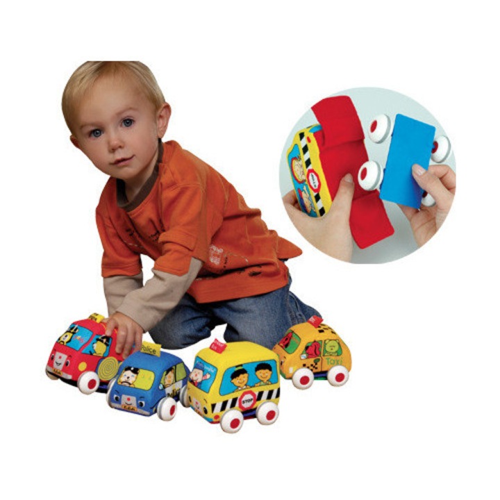 Детски комплект коли на K, училищен автобус и пожарна кола