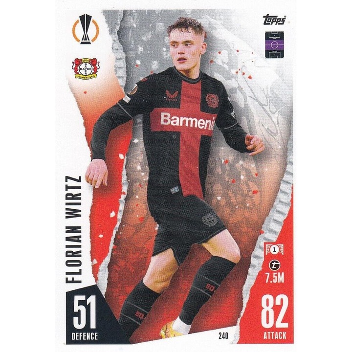 Carti de joc Match Attax 2023/24 240 Florian Wirtz, Bayer 04 Leverkusen