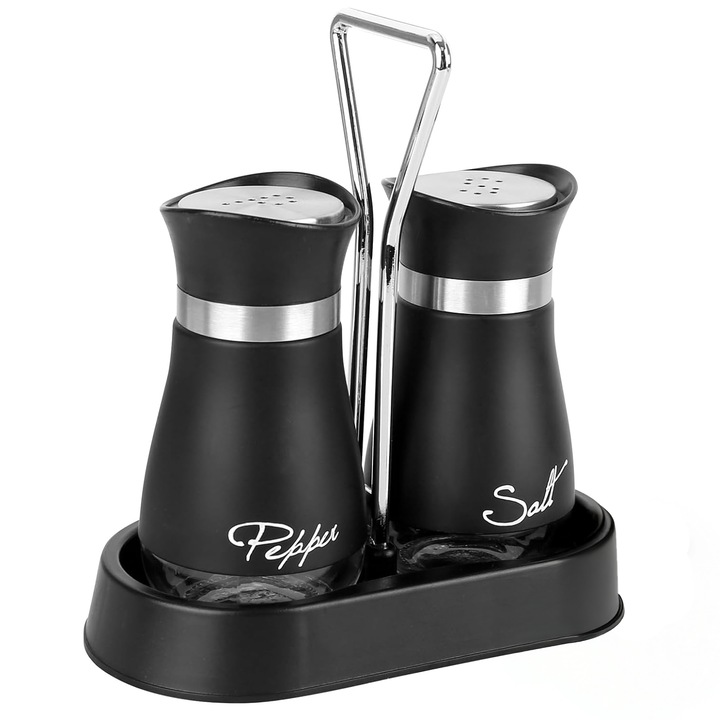 Комплект от 2 мелнички за подправки, BYONDSELF®, материал неръждаема стомана, с мобилна стойка, лесни за употреба, регулируемо смилане, подходящи за черен пипер, ориз, кимион, морска сол, черна