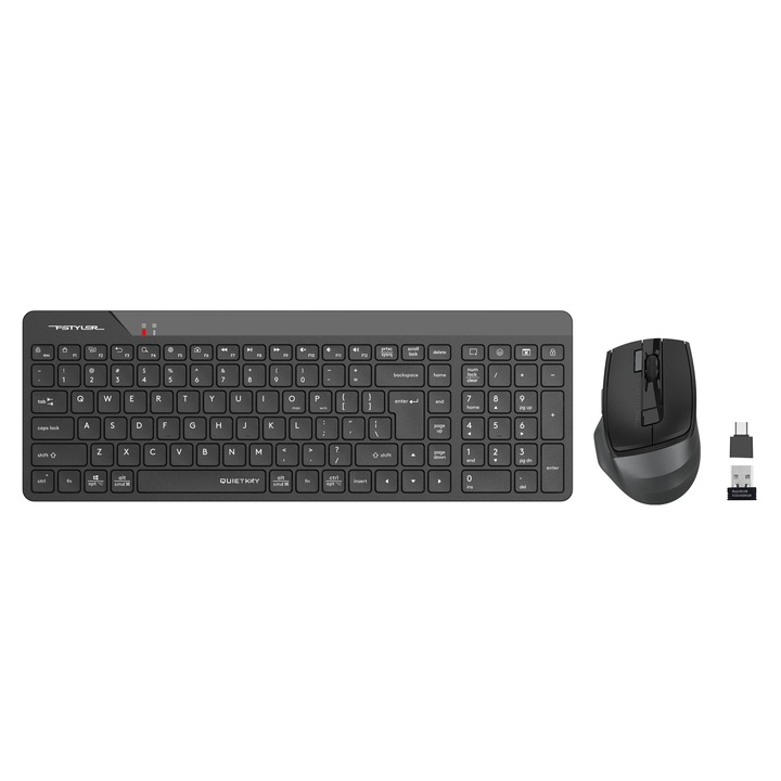 Клавиатура A4tech Fstyler FG2400Air 2 Комлект безжична клавиатура с мишка, черен, кирилизиран FG2400
