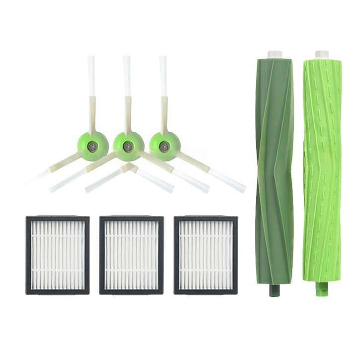 Комплект аксесоари за робот прахосмукачка, Irobot Roomba I7 E5 E6, 2 централни четки, 3 филтъра, 3 странични четки, многоцветен